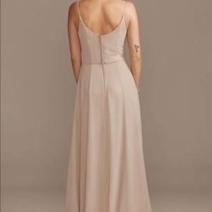 David’s Bridal Crowl Neckline Chiffon Bridesmaid Dress With Slit